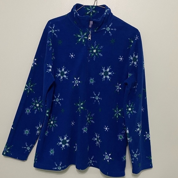 Laura Scott quarter zip, size L, light jacket w/snowflakes excellent condition - Picture 2 of 8